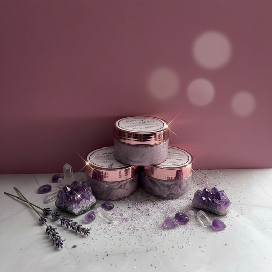 Custom Body Butter - stacked clear jars with rose gold lids